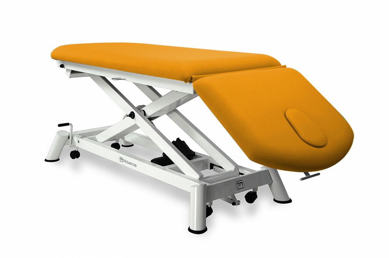 CE-0120-AR Table électrique en 2 plans avec châssis à ciseaux, dossier escamotable et roulettes. 1