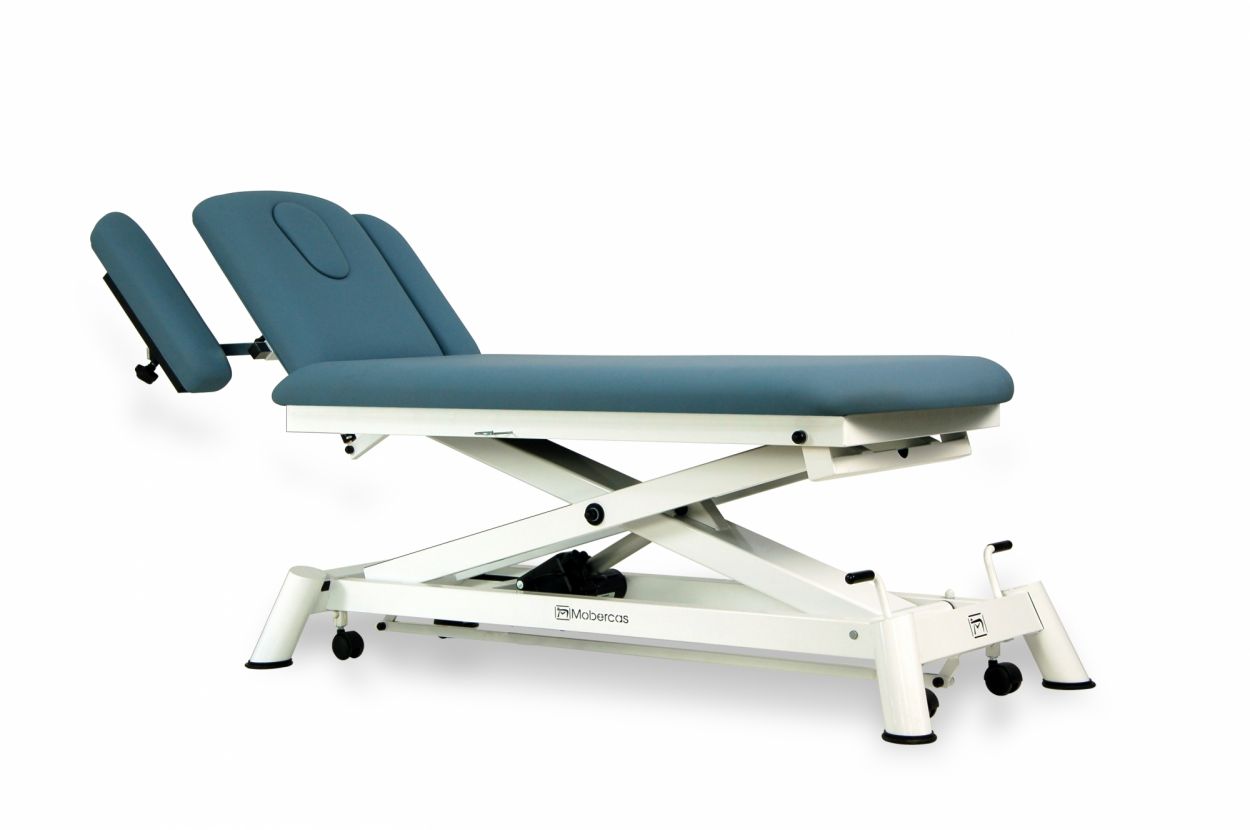 CE-0140-AR Electric couch of osteopathy of 4 sections with folding backrest, vertical elevation and wheels. 4
