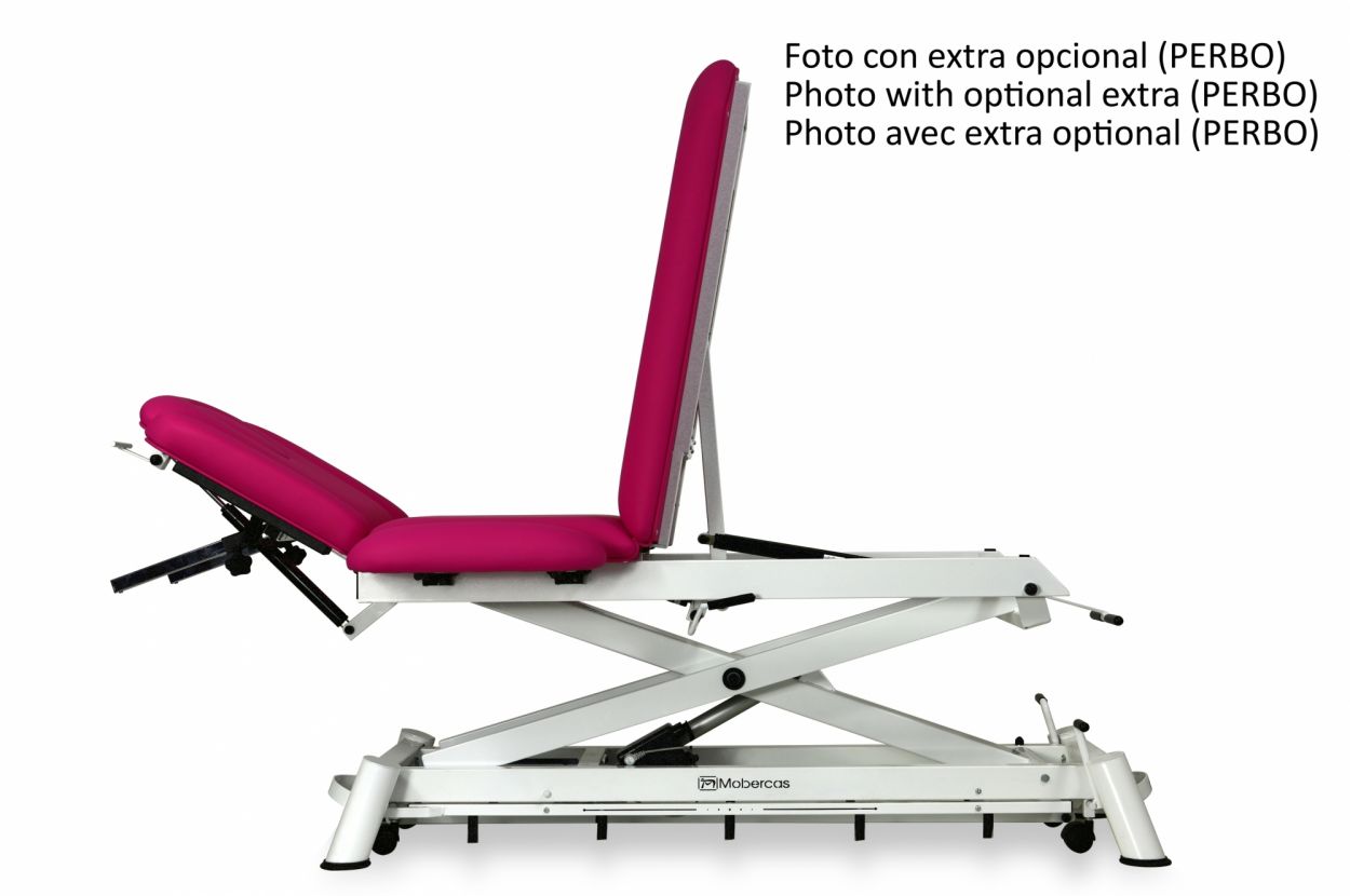 CE-0150-ABRPC Electric couch for osteopathy of 7 sections with folding backrest, central fold, vertical elevation and wheels. 3