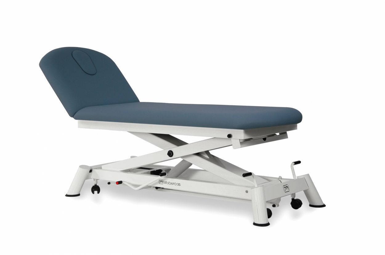 CH-0120-AR Hydraulic couch of 2 sections with scissor structure, folding backrest and wheels. 2