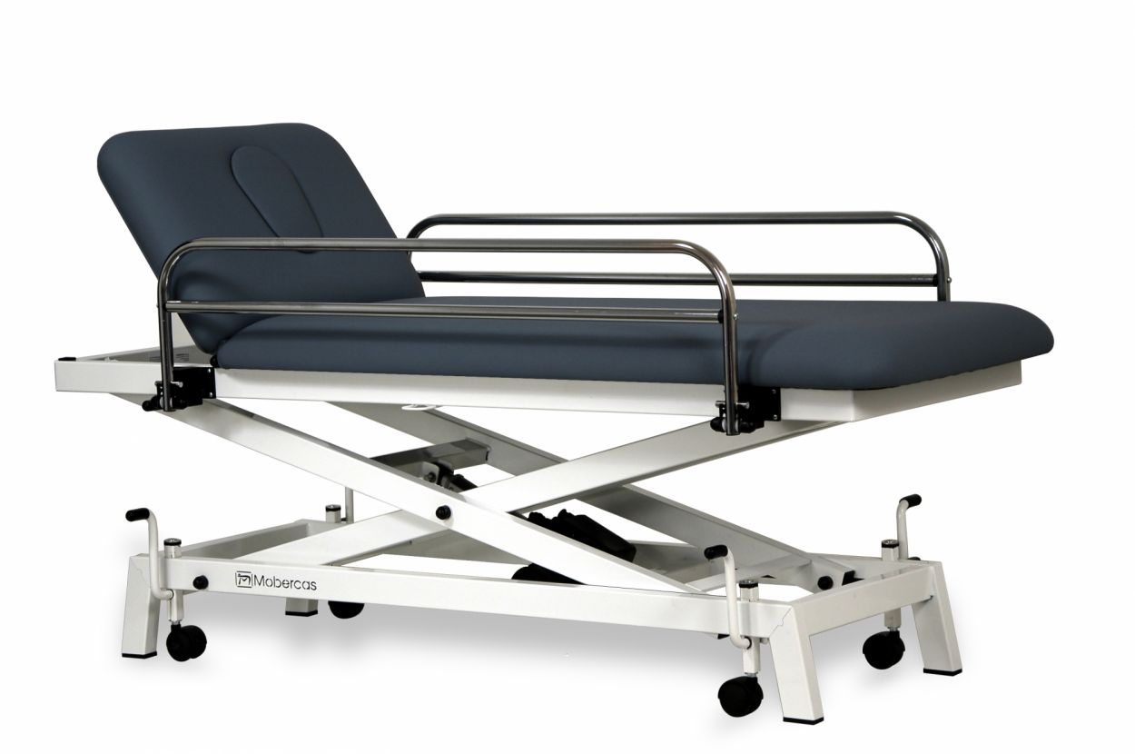 CH-0120-RBAR-PED Hydraulic child couch of 2 sections with scissor structure, side support rails and wheels. 3