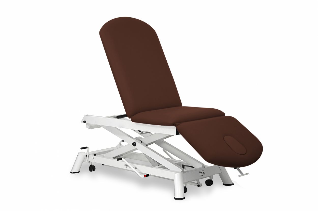 CH-0130-AR Hydraulic couch for osteopathy of 3 sections with folding backrest, vertical elevation and wheels. 1