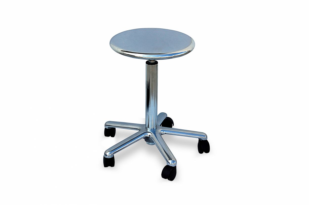 T-RETRO Circular stool with chrome seat and no back 1