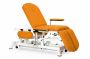 CH-2135-2BPR Hydraulic couch of 3 sections with flat armrests, adjustable armrests, individual leg sections and wheels. 1