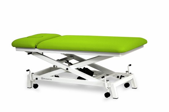 CE-0120-R-PED Table électrique pour pédiatrie en 2 plans avec châssis à ciseaux et roulettes.
