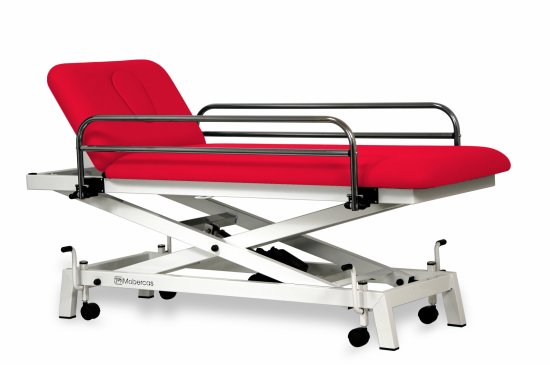 CE-0120-RBAR-PED Table électrique pour pédiatrie en 2 plans avec châssis à ciseaux, barrières de securité et roulettes.