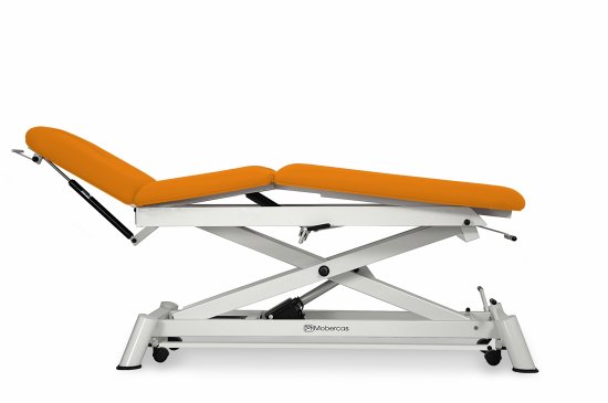 CE-0130-ARPC Electric couch for osteopathy of 3 sections with folding backrest, central fold, vertical elevation and wheels.