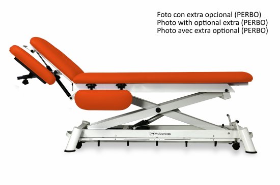 CE-0140-ABR Electric couch for osteopahy of 6 sections with folding backrest, vertical elevation and wheels.