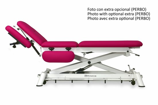 CE-0150-ABRPC Electric couch for osteopathy of 7 sections with folding backrest, central fold, vertical elevation and wheels.