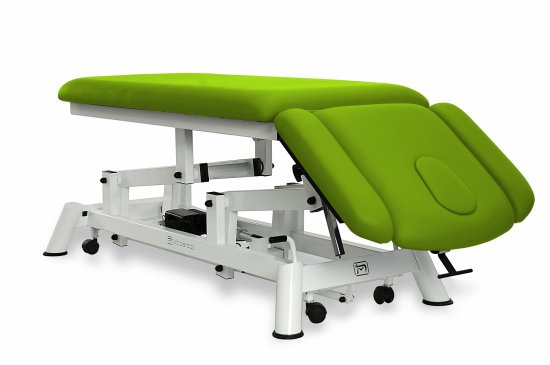 CE-2140-AR Electric couch for osteopathy of 4 sections with folding backrest and wheels.
