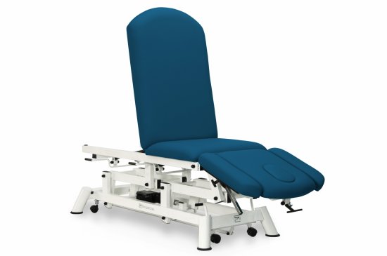 CE-2150-ARPC Electric couch for osteopathy of 5 sections with folding backrest, central fold and wheels.
