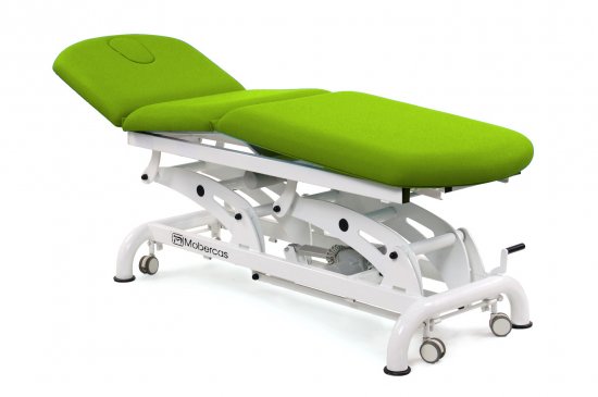 CE-2339-ARPC Electric couch for osteopathy of 3 sections with 3 motors, folding backrest, central fold and wheels.