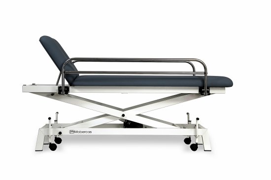 CH-0120-RBAR-PED Table hydraulique pour pédiatrie en 2 plans avec châssis à ciseaux, barrières de securité et roulettes.