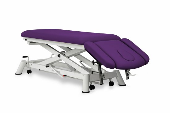 CH-0140-AR Hydraulic couch for osteopathy of 4 sections with folding backrest, vertical elevation and wheels.