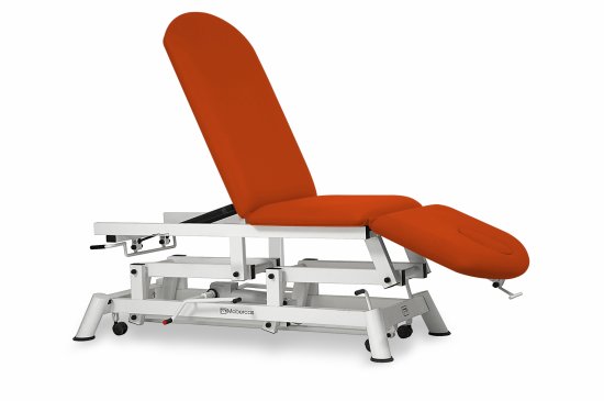 CH-2130-AR  Hydraulic couch of 3 sections with folding backrest and wheels.