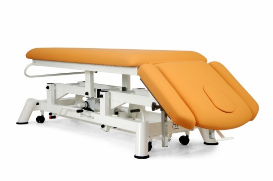 CH-2140-AR Hydraulic couch for osteopathy of 4 sections with folding backrest and wheels. 