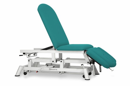 CH-2150-AR Hydraulic couch for osteopathy of 5 sections with folding backrest and wheels.