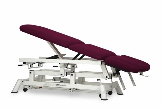 CH-2150-ARPC Hydraulic couch for osteopathy of 5 sections with folding backrest, central fold and wheels.